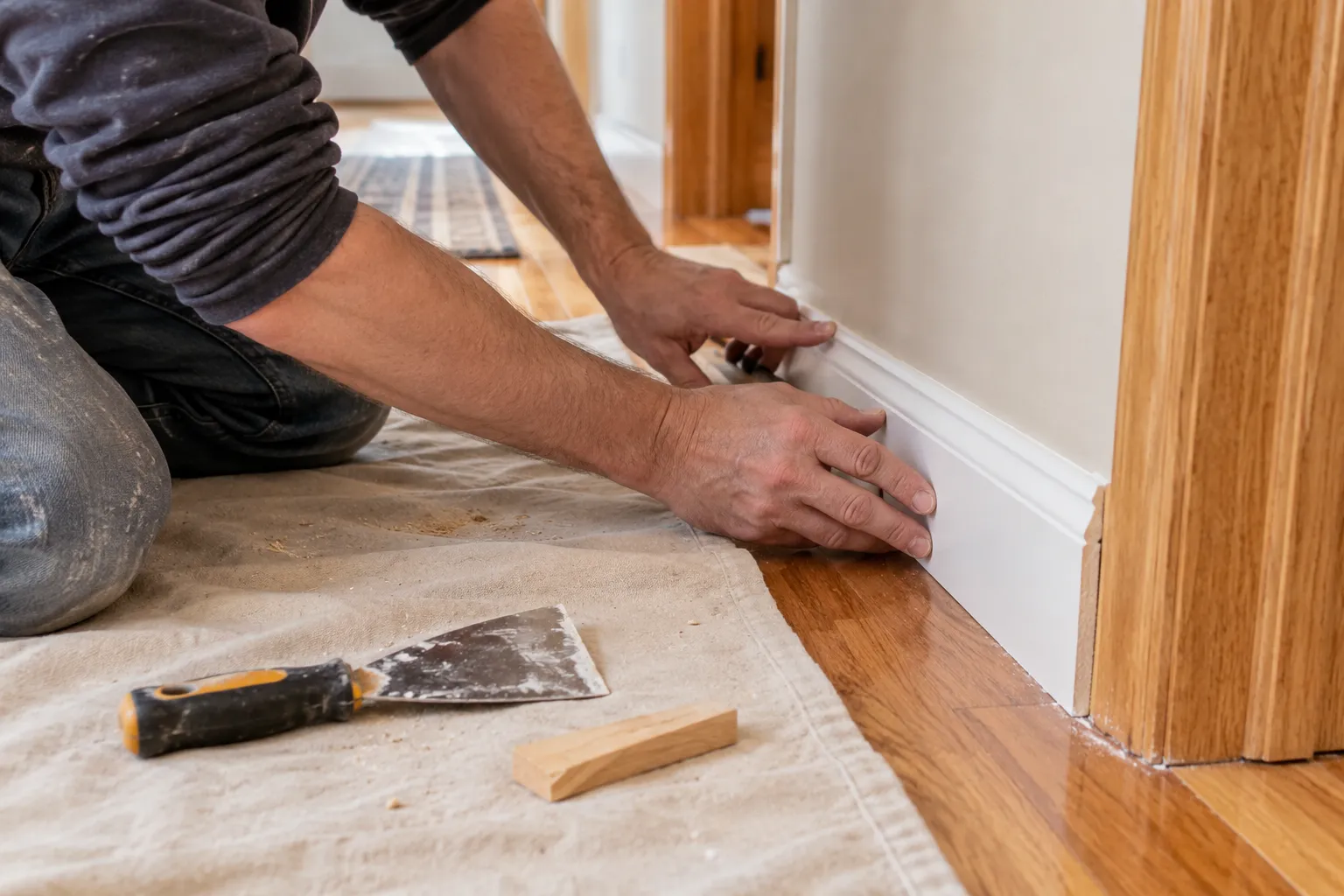 Minor interior trim repair in a residential home