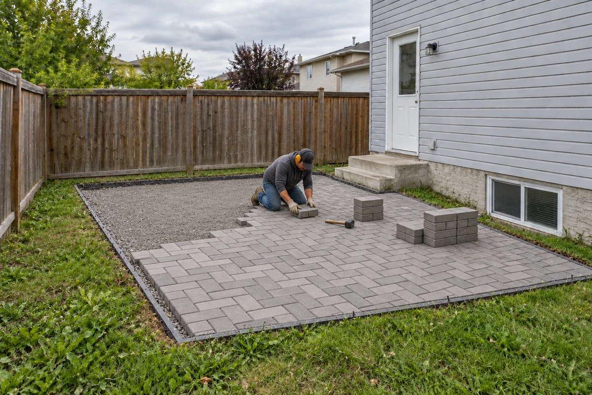 Service illustration: install interlocking pavers for interlocking pavers & patio installation.