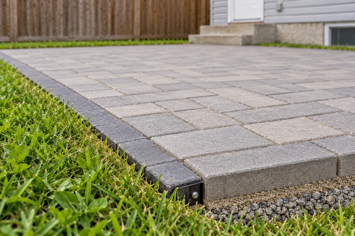 Illustrative close view: paver edges and joint finishing.