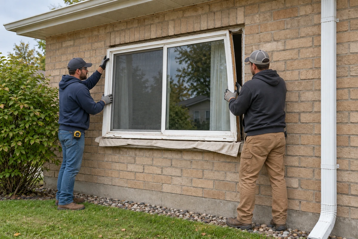 Service illustration: remove the existing window for window replacement.