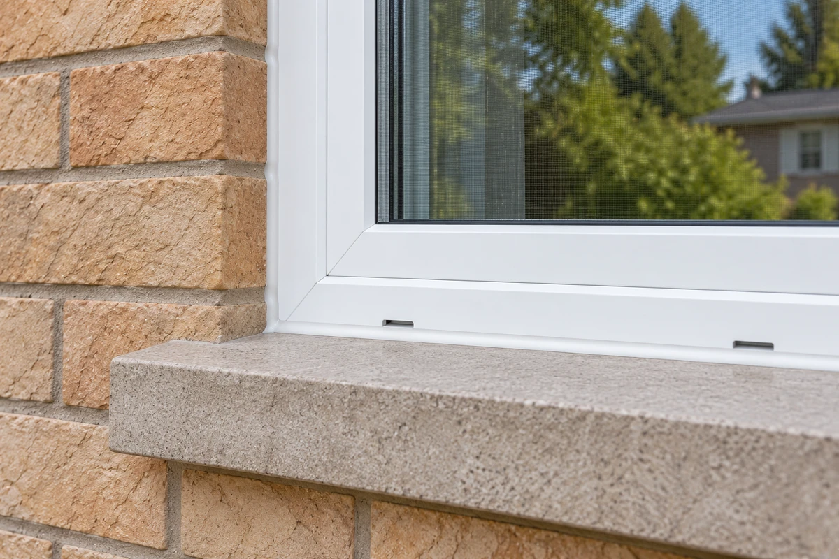 Illustrative close view: window perimeter and finishing details.